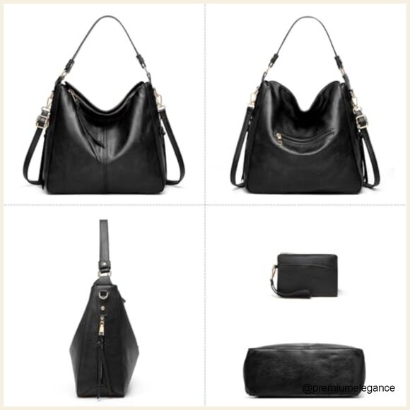 Large Hobo Tote Bag with Wallet Set, Adjustable Strap, Multi-Pocket Design - Picture 7 of 7